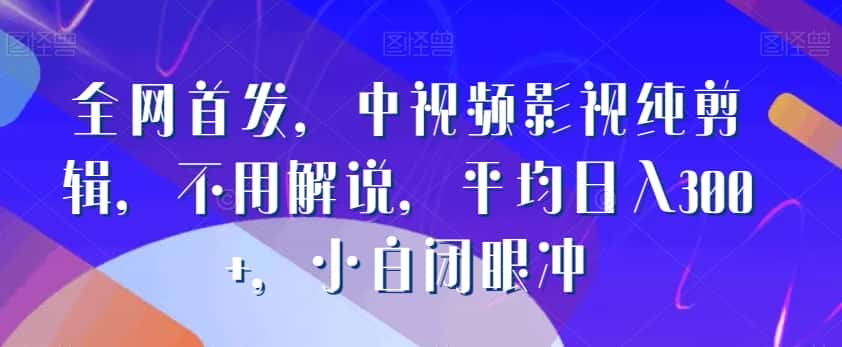 【视频课程】全网首发，中视频影视纯剪辑，不用解说，平均日入300+，小白闭眼冲解说词[自媒体解说文案][附解说素材]